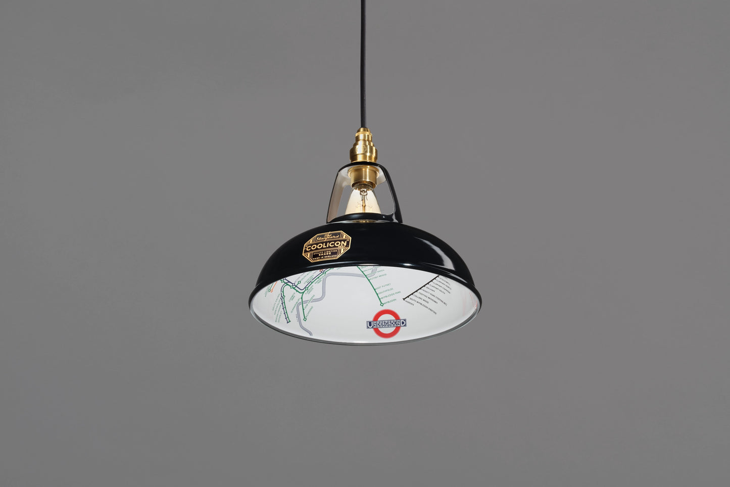 Original Northern Line Black Lampshade & Suspension Set