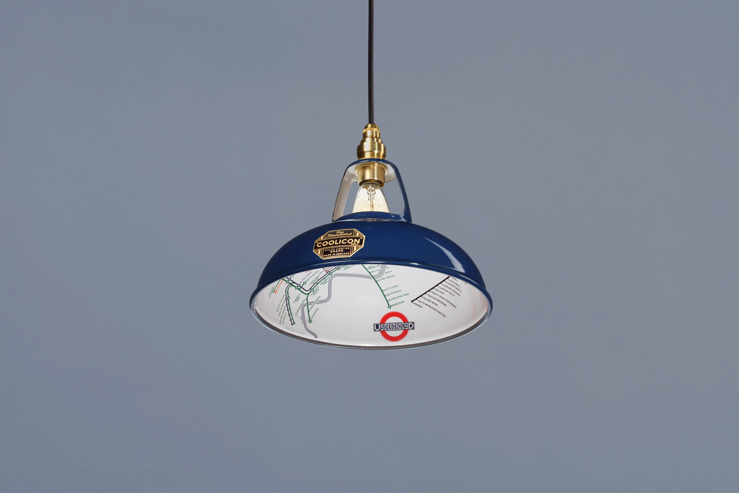 Original Piccadilly Line Blue Lampshade & Suspension Set