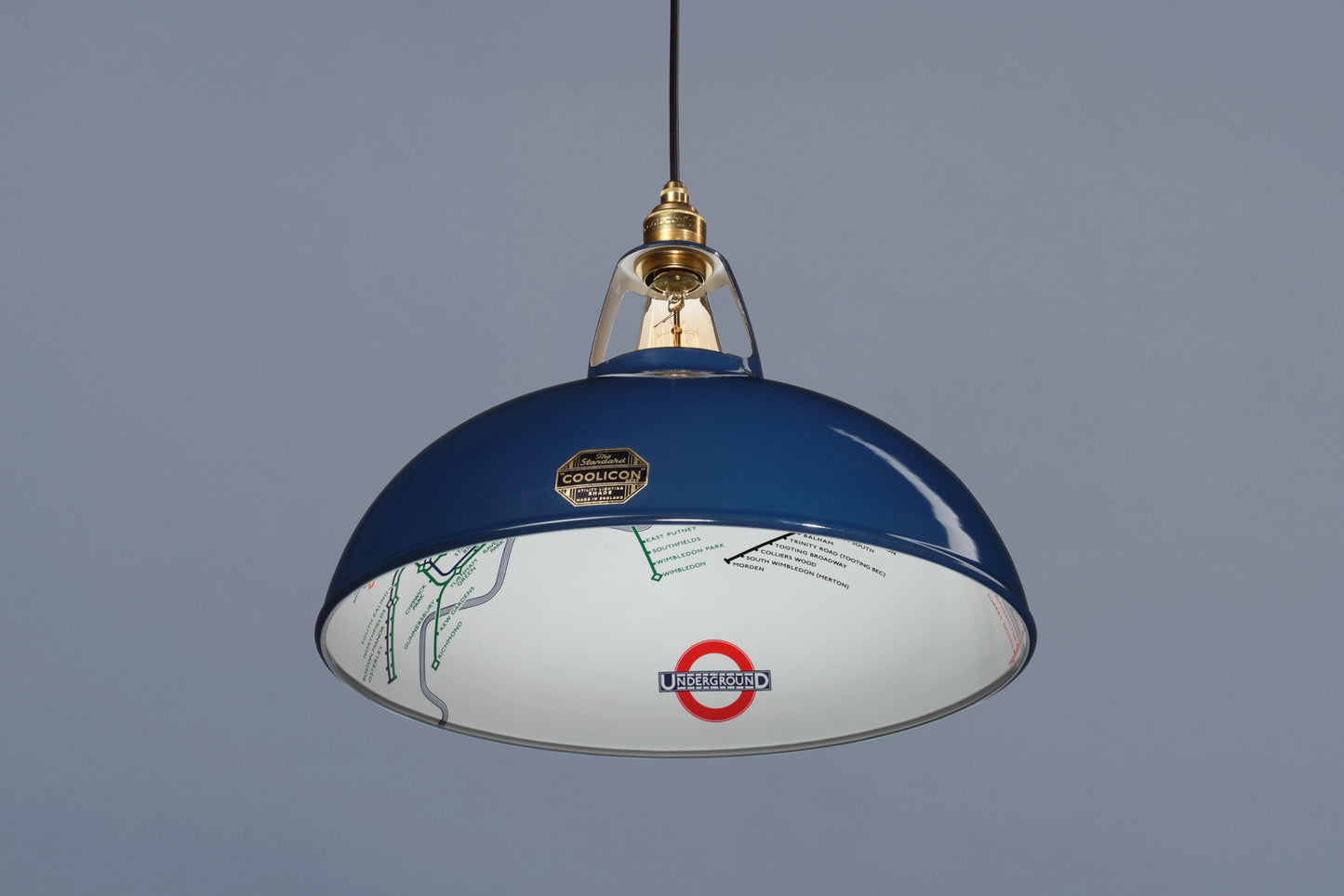 Large Piccadilly Line Blue Lampshade & Suspension Set