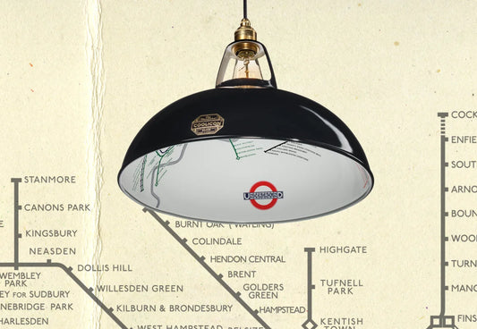 A Large Northern Line Black shade over a paper texture with the London Underground map