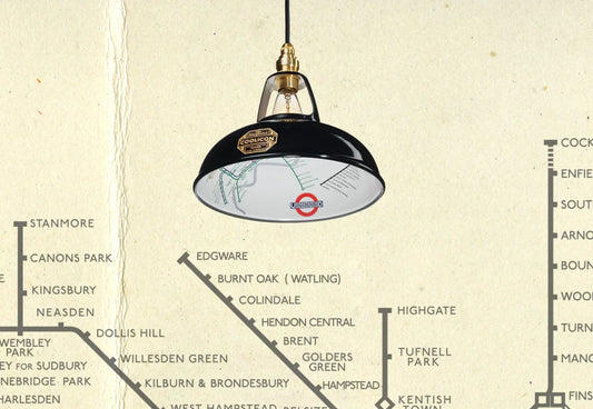 An Original Northern Line Black shade over a paper texture with the London Underground map