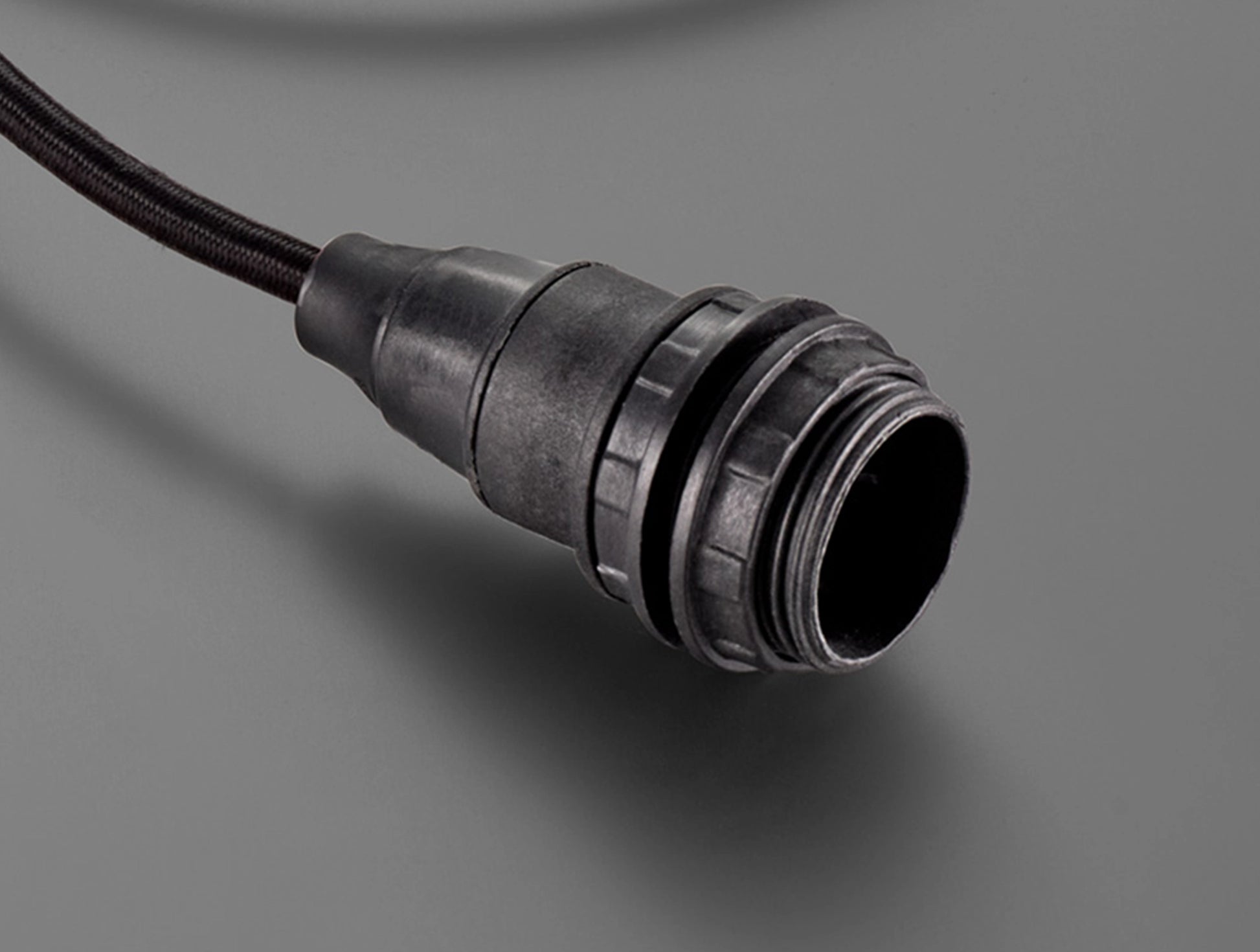 Close up of the black Industrial pendant set