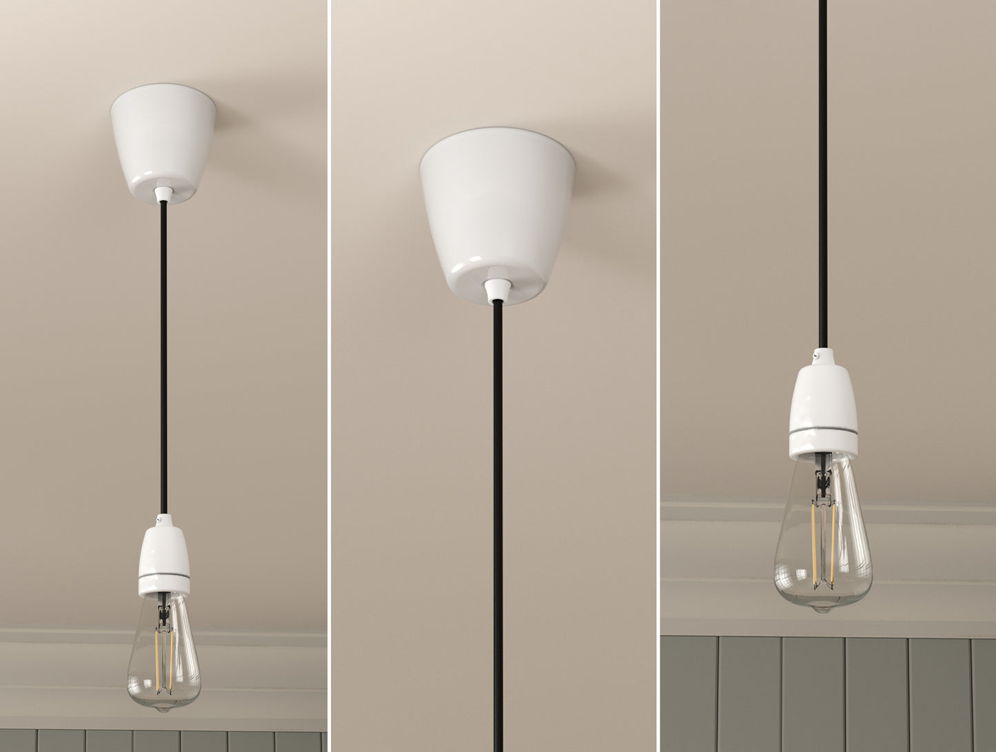 E27 Suspension Set - Contemporary Porcelain