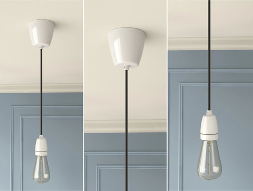 Contemporary Porcelain Enamel Suspension Set E27 Pendant Light