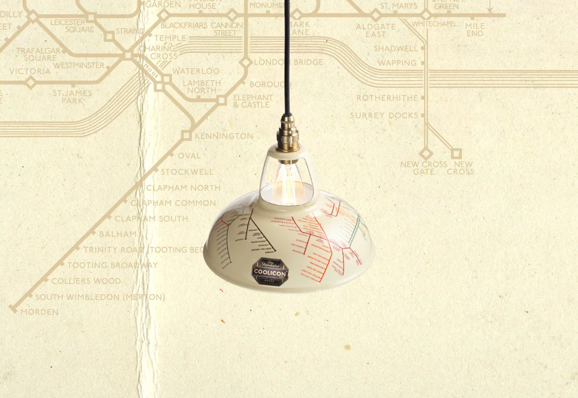 An Original Underground Map shade over a paper texture with the London Underground map. 