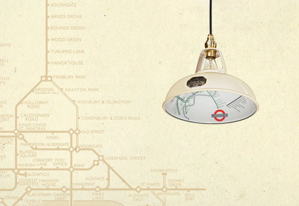 An Original Paper Cream shade over a paper texture with the London Underground map. 