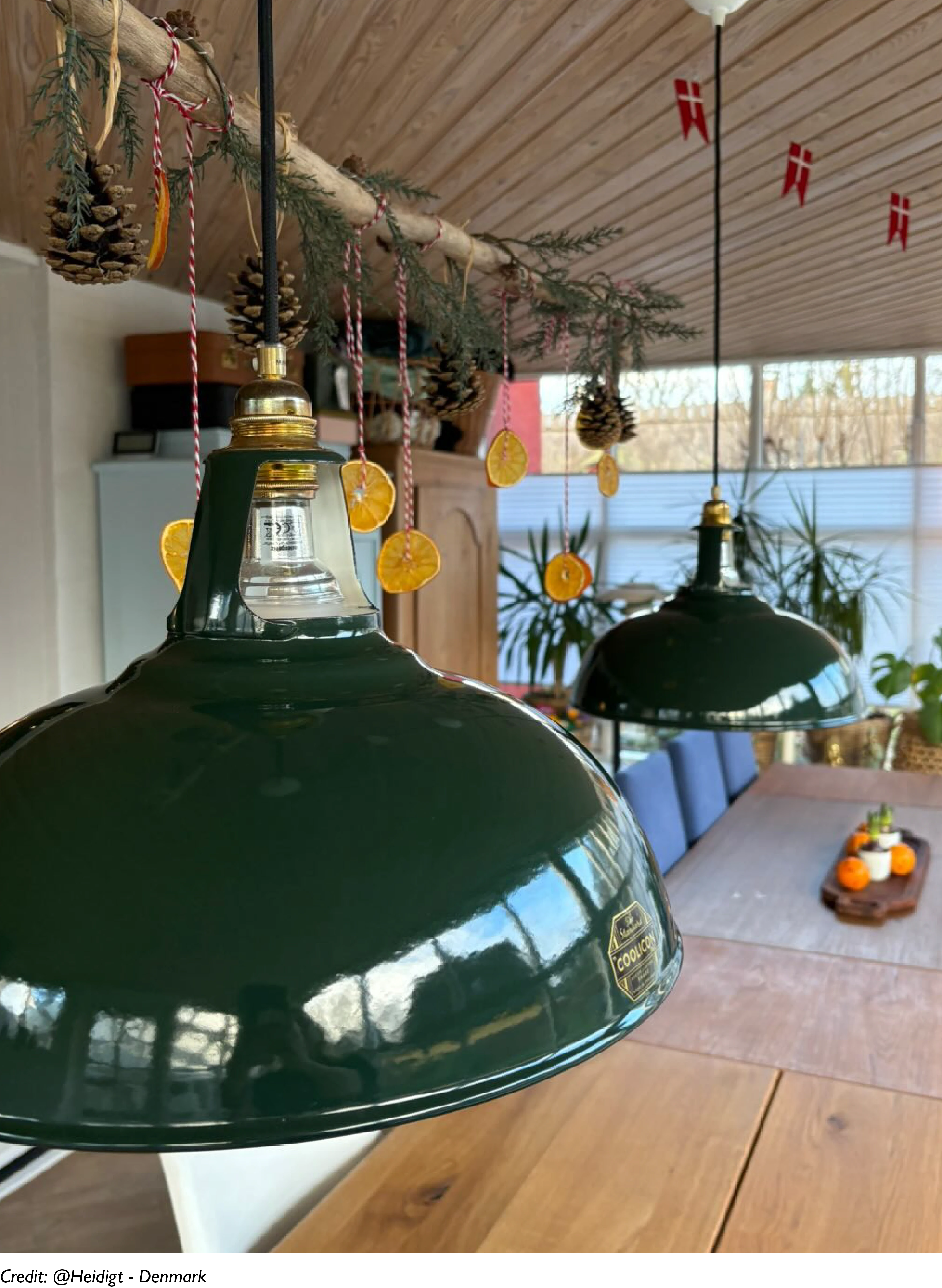 A Powder Pink lampshade hangs in a cozy room