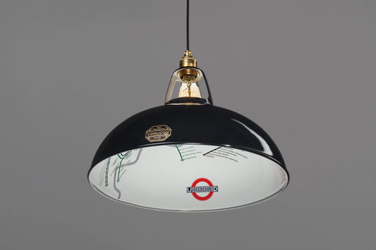 Large Northern Line Black Lampshade & Suspension Set