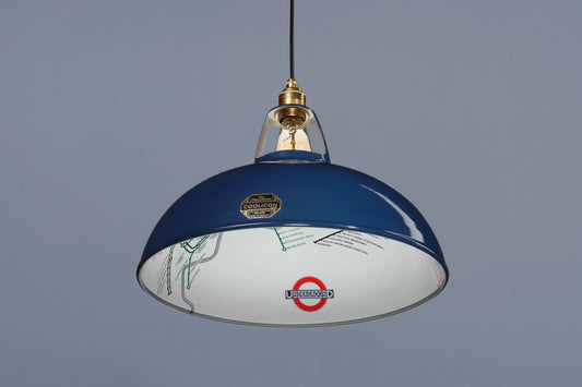 Large Piccadilly Line Blue Lampshade & Suspension Set
