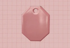 A Powder Pink colour Vitreous Enamel swatch sample from Coolicon Lighting.