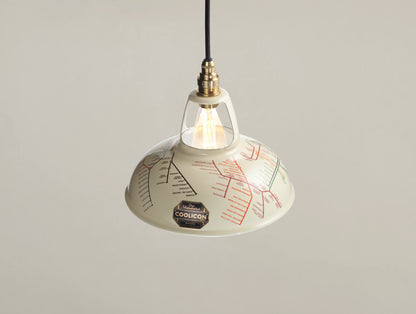 An Original Underground Map Cream shade hanging over a cream background